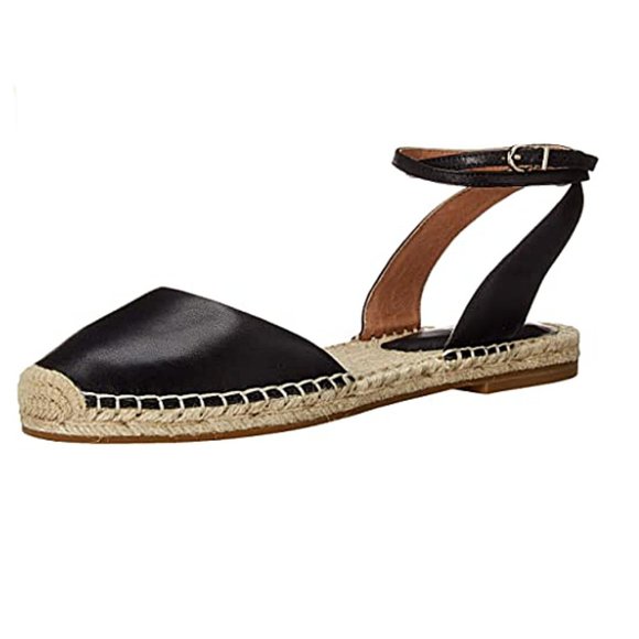 Joie Shoes - Joie Calo Leather Ankle Strap Espadrille Black 6 - Narrow